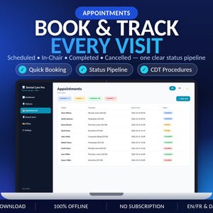 Dental Practice Management Software, Patient Records & Billing Tracker, Dentist Office App | Offline Download