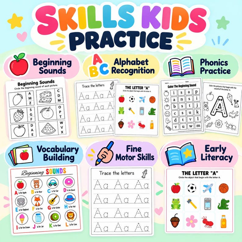84 Beginning Sounds Worksheets | A-Z Phonics Activities for Preschool ...