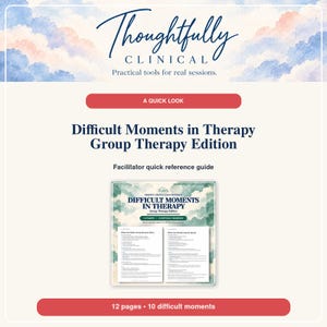 Group Therapy Facilitator Language | Difficult Moments Quick Reference Guide | Therapist PDF