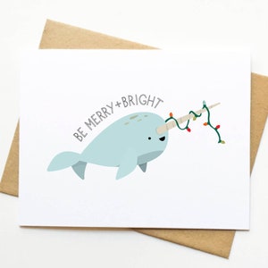 Narwhal with Lights Holiday Card