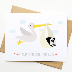Kaart Panda Ooievaar Baby Congrats Newborn