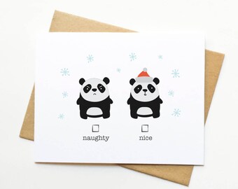 Panda Naughty or Nice Holiday Card