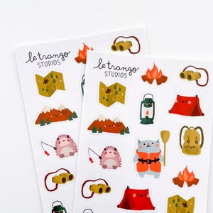 Cute Cat Lover Camping Stickers Gift