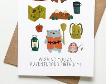 Cat Adventure Birthday Card