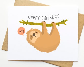 Sloth Happy Birthday Card