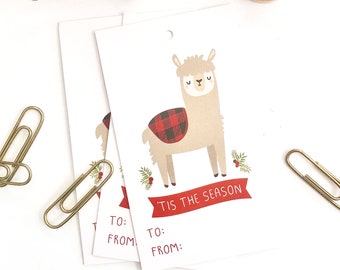 Llama Alpaca Holiday Gift Tags with Twine