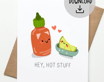 Sriracha Greeting Card - Hand-Drawn Digital PDF