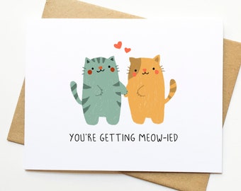 Cat Pun Wedding Engagement Card