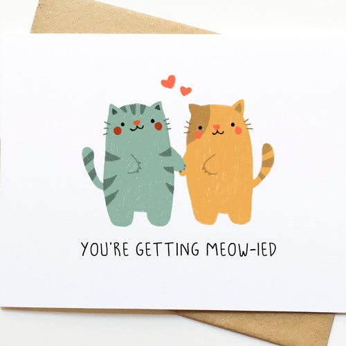 Cat Pun Wedding Engagement Card Etsy