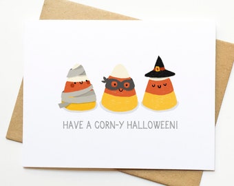 Wenskaart Halloween Candy Corn