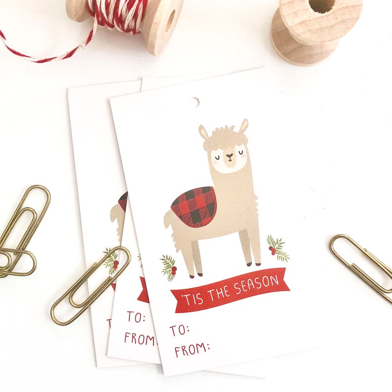 Llama Alpaca Holiday Gift Tags with Twine image 1