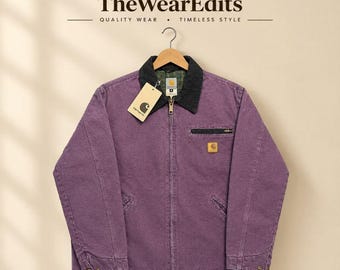 Carhartt J97 Detroit Jacket Purple Vintage Workwear Blanket Lined Duck Canvas Mens Jacket