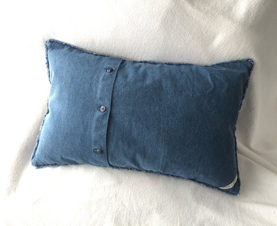 Distressed denim throw pillow hot sale