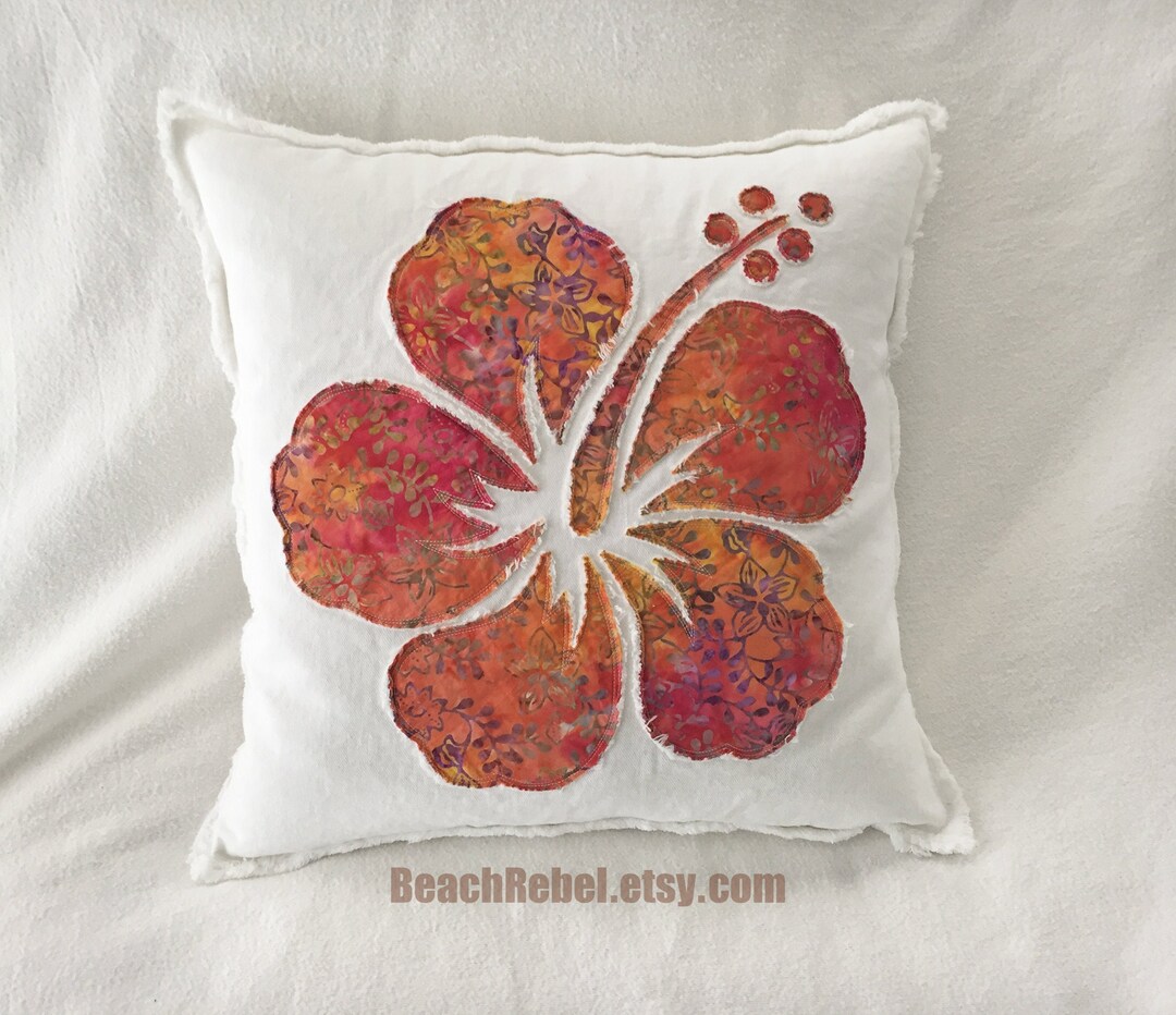 Hibiscus Flower Pillow Cover in Yellow Orange Gold Pink Etsy