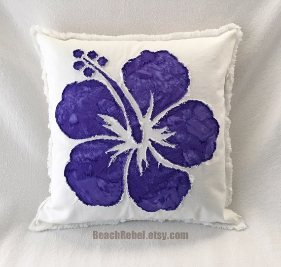 Hibiscus Flower Pillow Cover In Grape Purple Tie Dye Batik And Etsy
