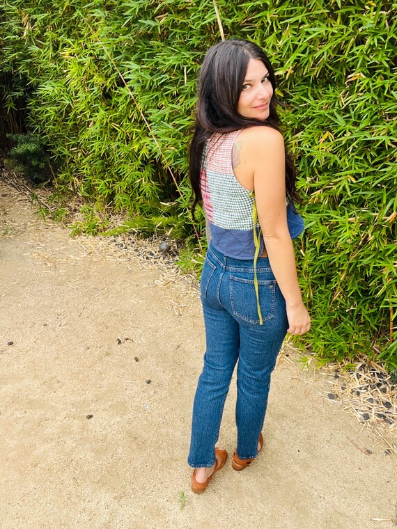 Small/Medium  1940’s Quilted Patchwork Side Tie T… - image 3