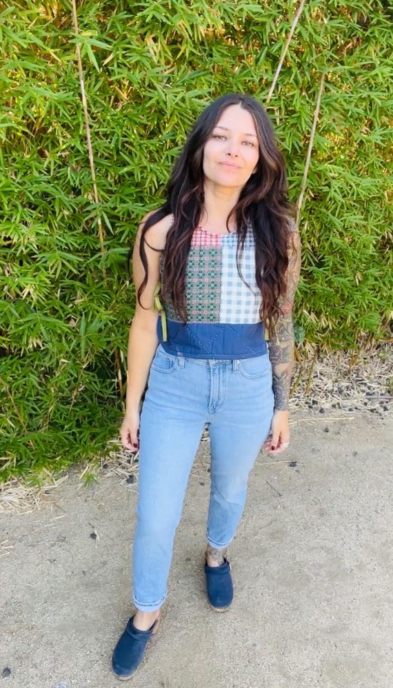 Small/Medium  1940’s Quilted Patchwork Side Tie T… - image 7