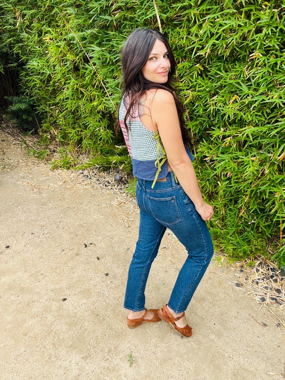 Small/Medium  1940’s Quilted Patchwork Side Tie T… - image 1