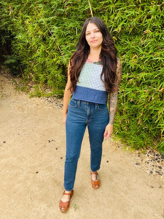 Small/Medium  1940’s Quilted Patchwork Side Tie T… - image 8