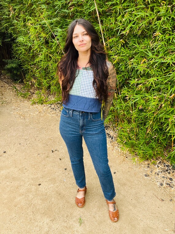 Small/Medium  1940’s Quilted Patchwork Side Tie T… - image 4