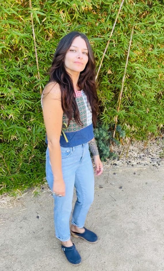 Small/Medium  1940’s Quilted Patchwork Side Tie T… - image 3