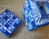Antique Blue White Ceramic Porcelain Inkwell. Desktop Home Decor. Calligraphy Writing Artist Ink Pot. Lidded Ink Box. Delft or Asian Style