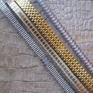 Watch Wristwatch Lady&#39;s Straps, Metal Stretch Bands, PICK ONE, Speidel Style Silver Tone or Gold Tone Stretch Expansion Accordion Strap Band
