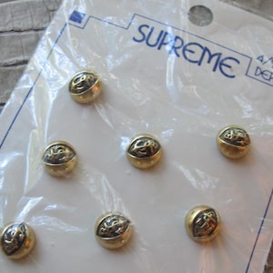 Petits boutons en métal nautique dorés en stock sur carte originale par Supreme Dept 173, 8 boutons tels qu'illustrés, véritable vintage inutilisé, nouveau pour vous
