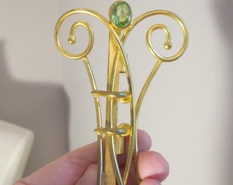 Vergoldete Gold-Peridot-Paste Statement-Schnalle, Jugendstil-Suffragette-Mode (spätes 1800s bis 1900er Jahre)