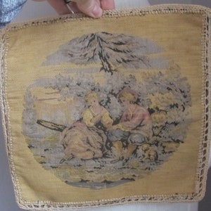 Paneles de tapiz. Bolsa, sobre, bolso, monedero, funda o funda de almohada. Pieza, suministro para un monedero. Tapiz estilo francés Aubusson, 2 diseños, algodón.