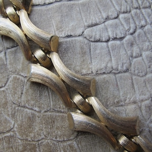Trifari Textured Gold Tone Panel Link Bracelet, Signed Crown Trifari Copyright 1955 to 1969 Vintage, Designer Costume Fashion Link Bracelet