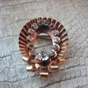 1940&#39;s  Rhinestone Pin Brooch, SP CO Designer Signed, 1/20 12K Marked, Petite, Small, Little Collar Lapel RETRO Era 40&#39;s Gold Brooch Pin