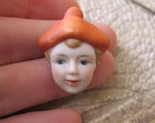 Porcelain Bisque Doll Head Face Pin Brooch. Vintage Doll Parts. Small Porcelain Doll Head. Doll Jewelry. Cute Figural Brooch