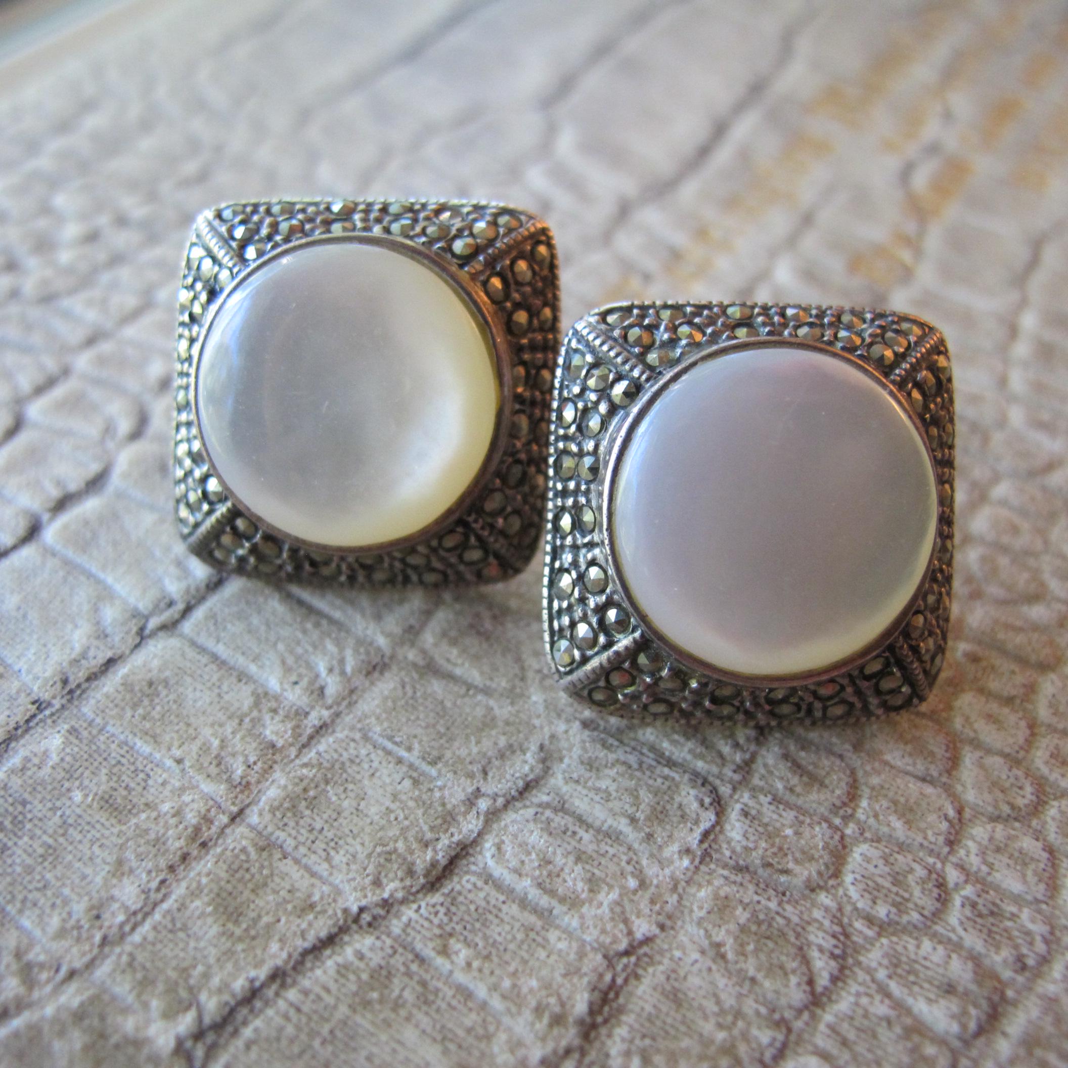 MOP マザーオブパール シェル カボション、マーカサイト パヴェ