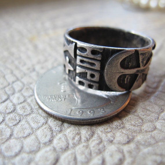 Faith, LOVE & Hope Wide Sterling Silver Band Ring… - image 4