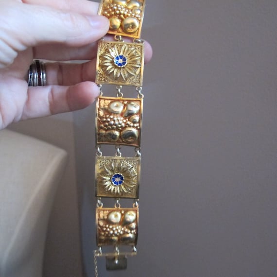 Topazio Gold Vermeil on Silver Panel Link Bracelet. Portuguese Vintage  Estate Jewelry. Fruit, Grapes, Cannetille Enamel Flower Gold Bracelet -  Etsy Canada