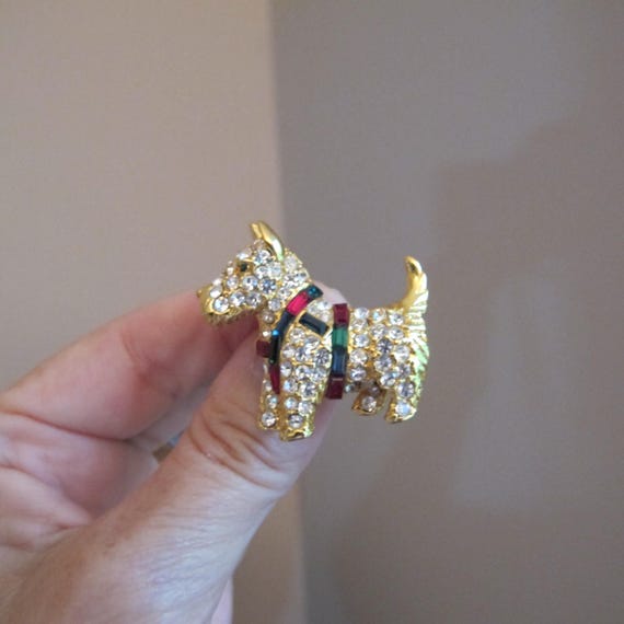 Kenneth Jay Lane Rhinestone Scotty Scottish Terri… - image 1