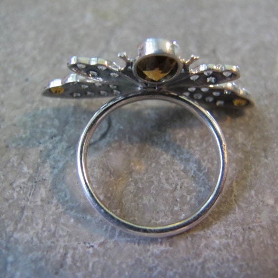 Gemstone Insect Sterling Silver Ring, Citrine Gem… - image 3