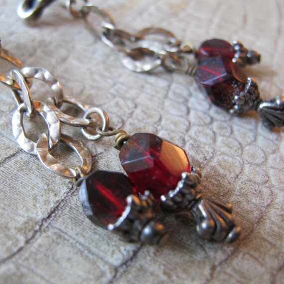 Statement Sterling Silver Garnet Drop Dangle Gems… - image 6