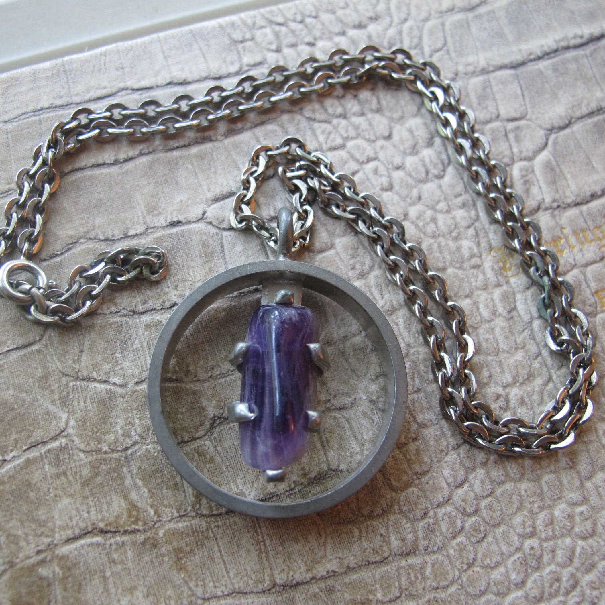 Jorgen Jensen Denmark # 294 Pewter Brutalist Pendant Chain 