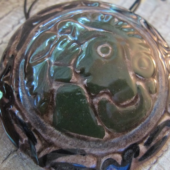 Mexican Tonala CAT 350 Pendant Medallion Pottery … - image 3