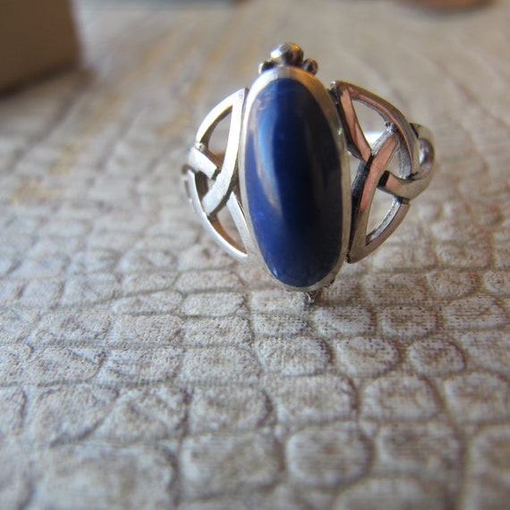 Lapis Blue Stone Celtic Sterling 925 Silver Ring.… - image 7