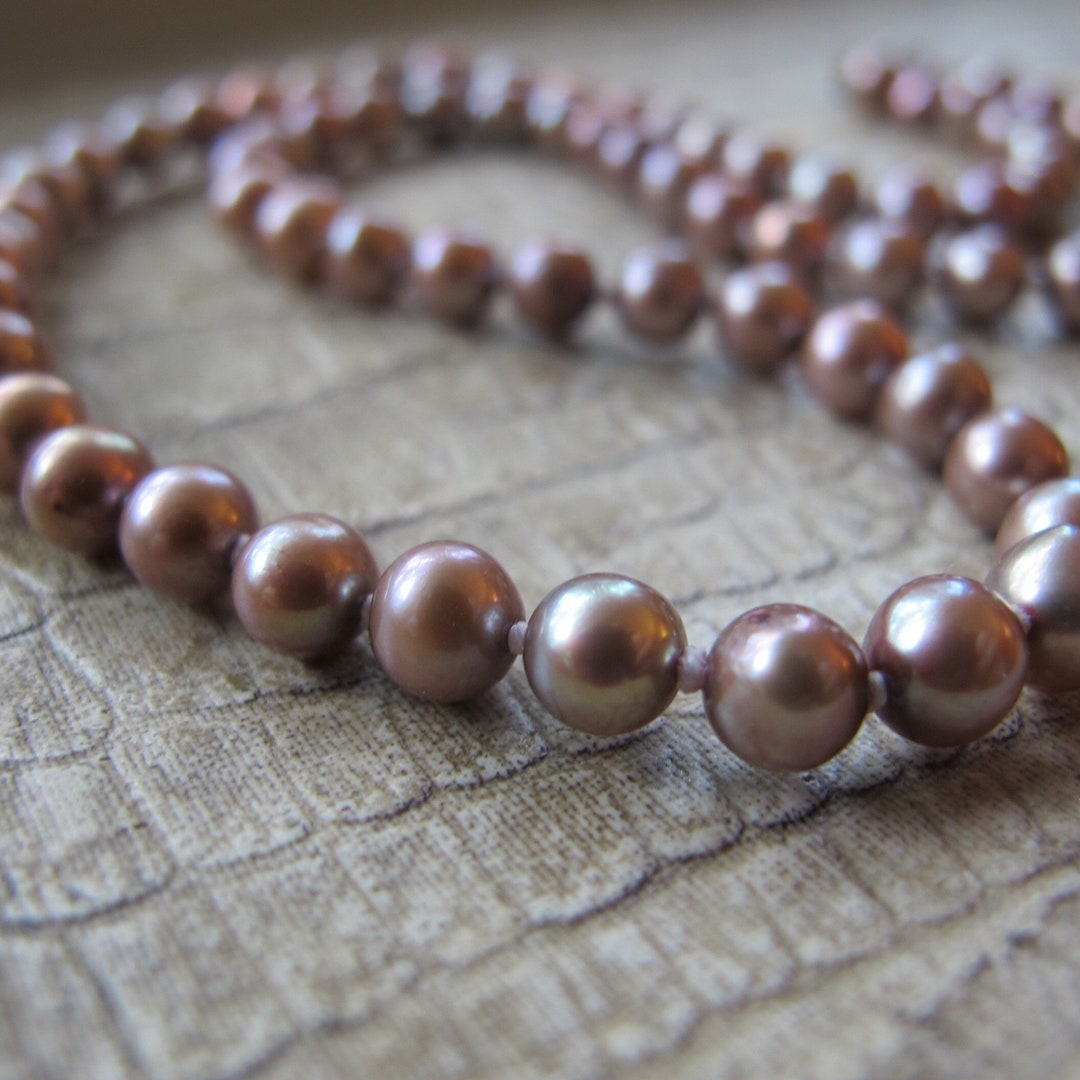 Freshwater Pearl Beads in the Most Unique Dusty Rose Color Necklace