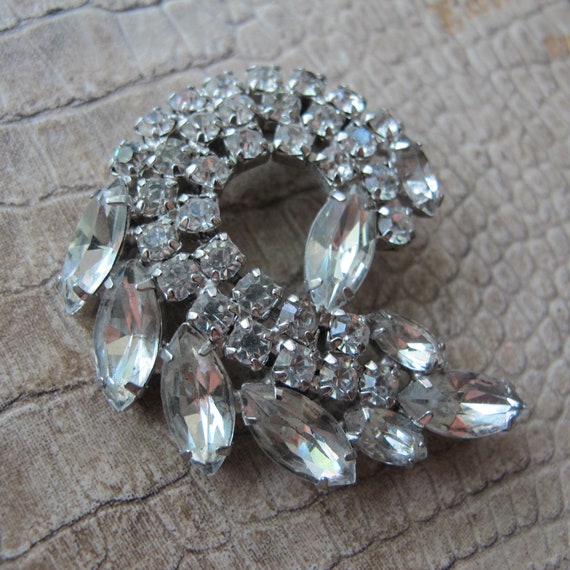 50's Rhinestone Crystal Stone Brooch Pin 1950's G… - image 7