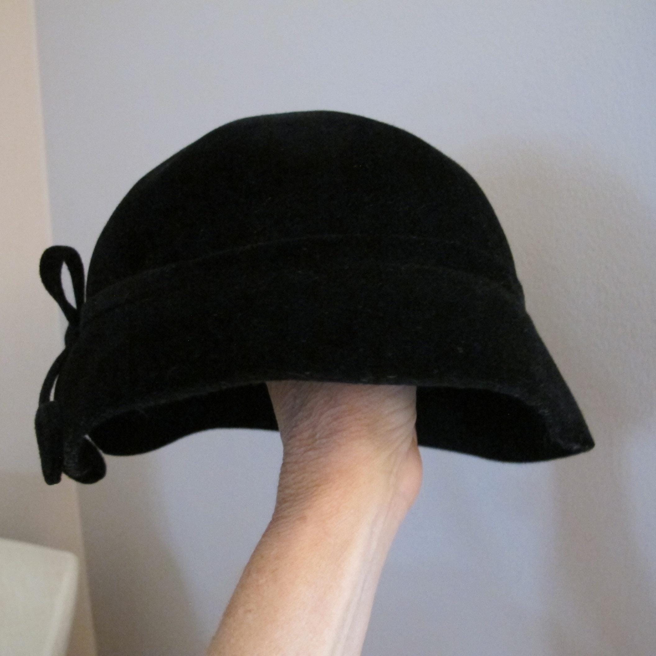 Betmar black wool ascot hat with satin black bow Betmar Hat Vintage - Etsy main image 3