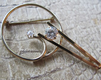 Vintage Classic Sterling Silver 925 Paste Bar Brooch Pin Clear Rhinestone Edwardian Sterling Silver Paste Bar Brooch Pin, Antique  main image 2