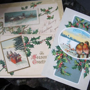 Circa 1909 Vittoriano Edoardiano Natale Cartoline natalizie Carta antica Effimera Biglietti di auguri + Abbonamento al Farm Journal