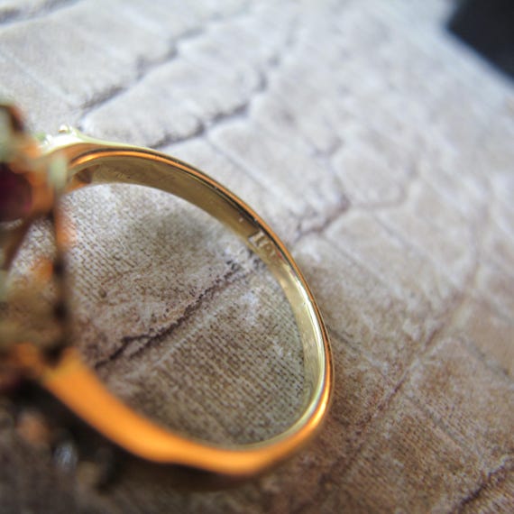 Victorian Gemstone Ring, 1870's Ruby & Old Mine Diamond Cluster