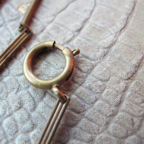 Brass Link Pocket Watch Bar Link Chain, Spring Ri… - image 4