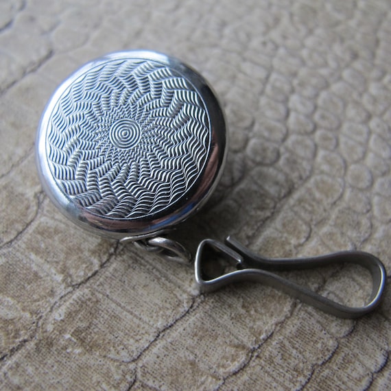 Ketcham Mcdougall Silver Tone Retractable Chain Pin Brooch